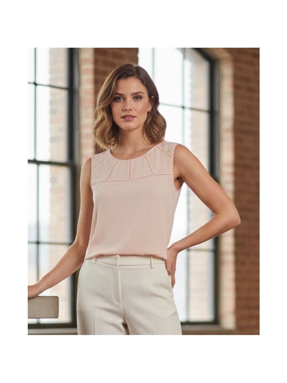 LOFT Pale Pink Sleeveless Chiffon Top Size M
